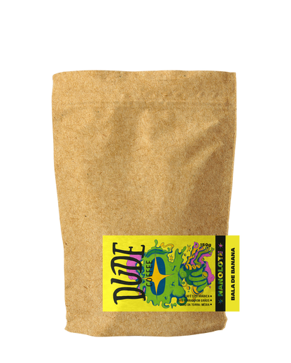 Café Nanolote Bala de Banana  (Bala de Banana, vinho amadeirado e açúcar mascavo)